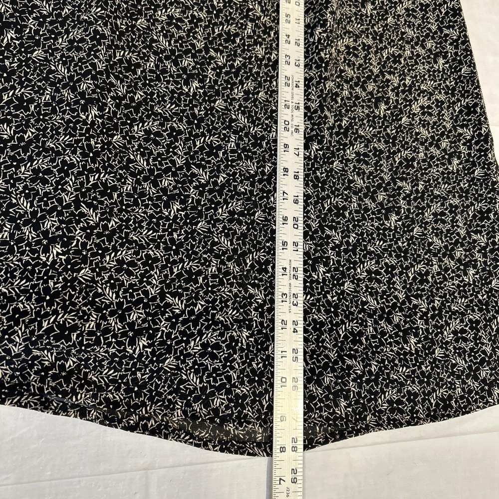 Vtg Coldwater Creek Skirt Set Women 14 Black Silk Floral Short Sleeve Modest NWT - Picture 6 of 13